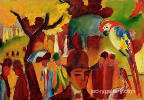 Small Zoological Garden in Brown and Yellow, August Macke painting - Click Image to Close